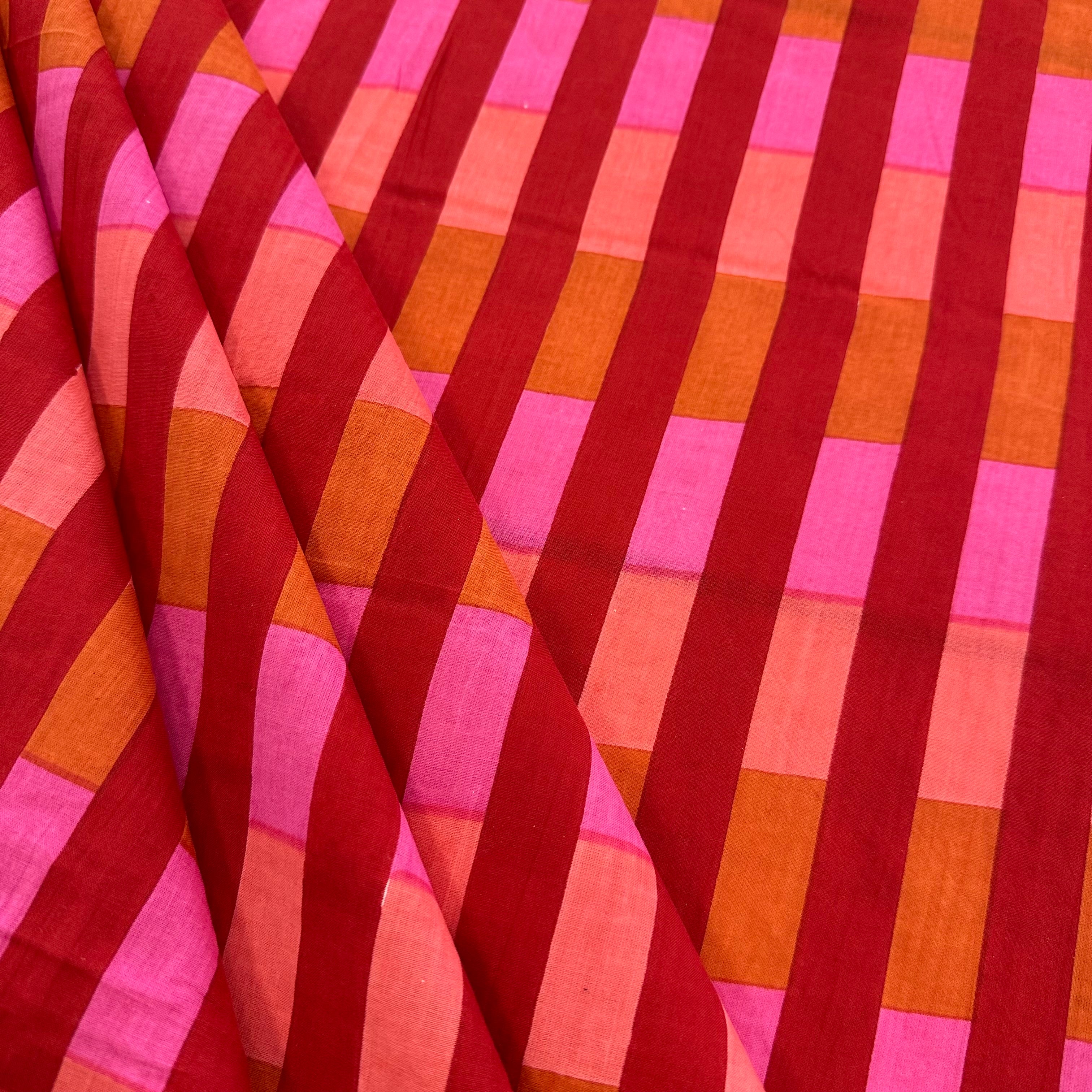 Stripe On Stripe Indian Print Sunset Tex Ex 2986