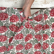 Hydrangea Floral Block Print White Red Tex Ex 2994