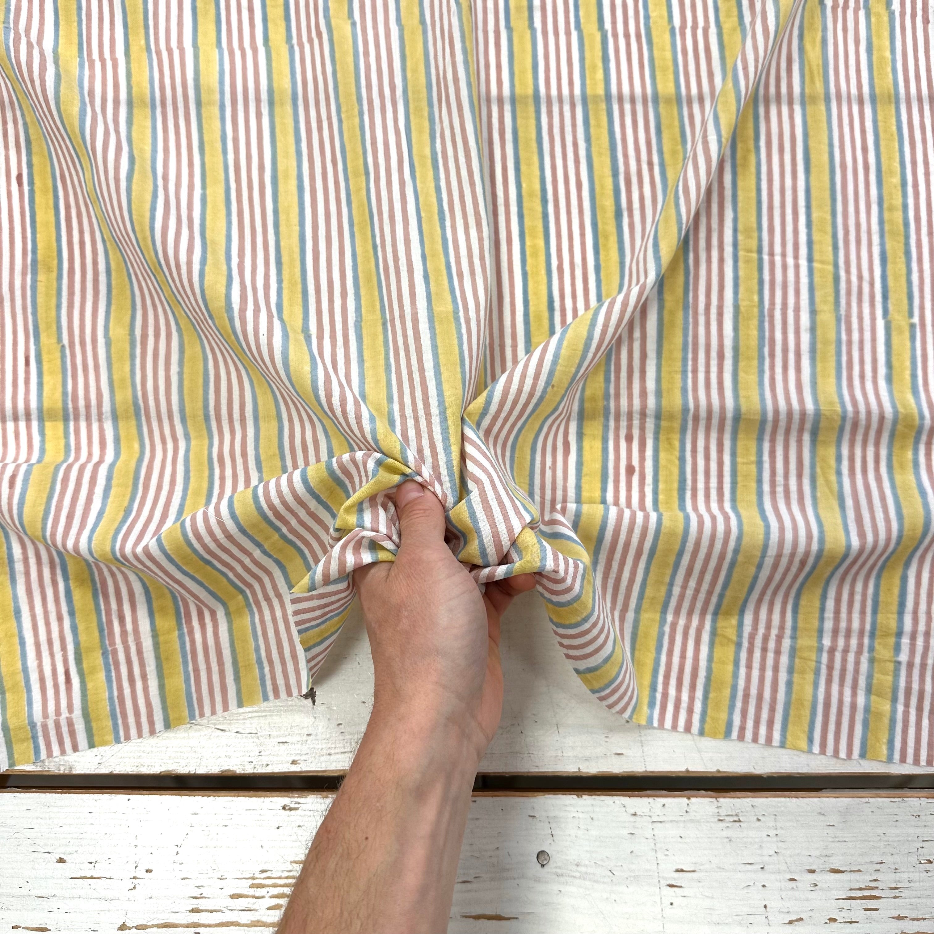 Beach Stripe Block Print Yellow Tex Ex 2987