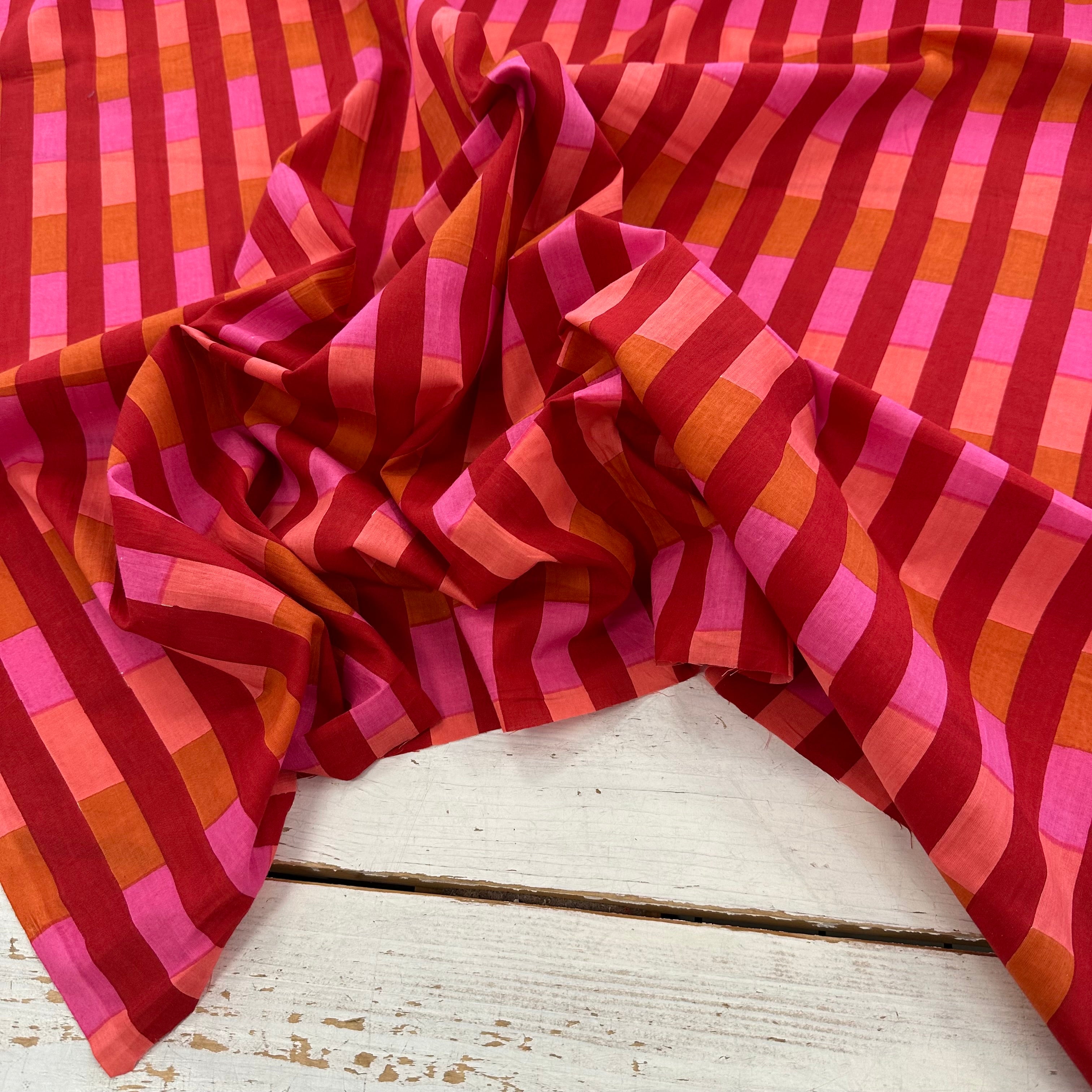 Stripe On Stripe Indian Print Sunset Tex Ex 2986