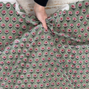 Indian Daisy Motif Block Print Green Tex Ex 2968