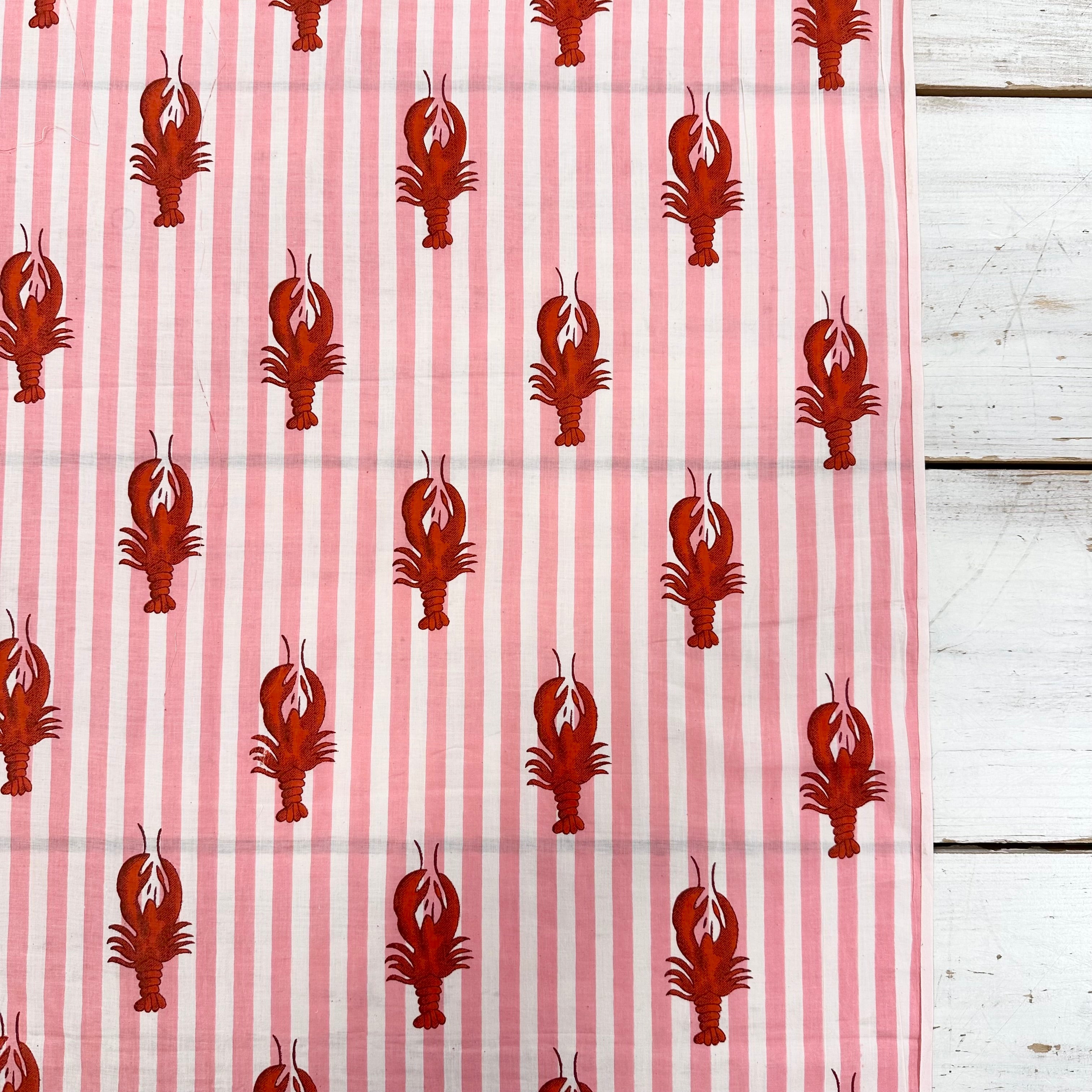 Lobster Stripe Indian Print Pink Tex Ex 2959