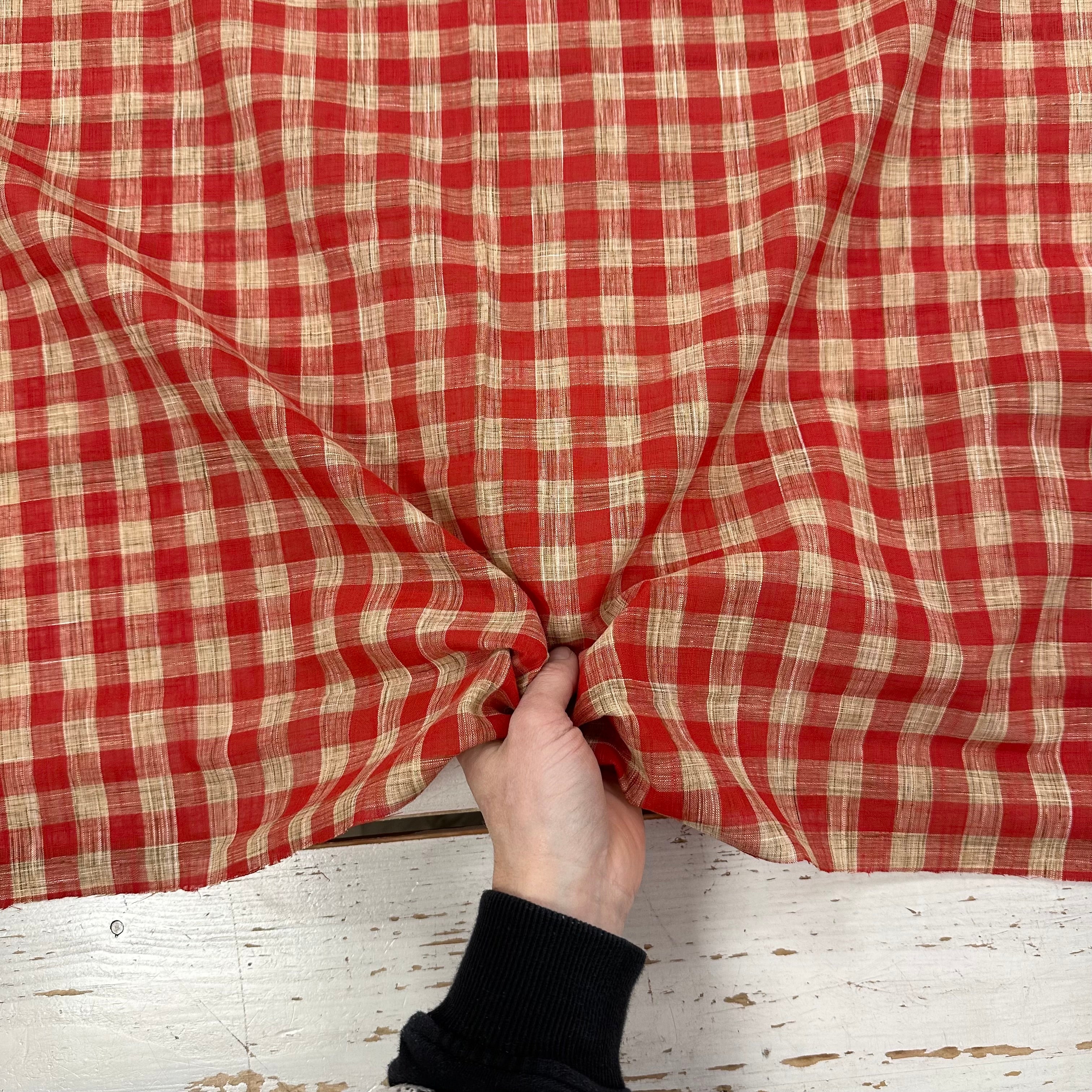 Woven Red Natural Slub gingham Tex Ex 2976