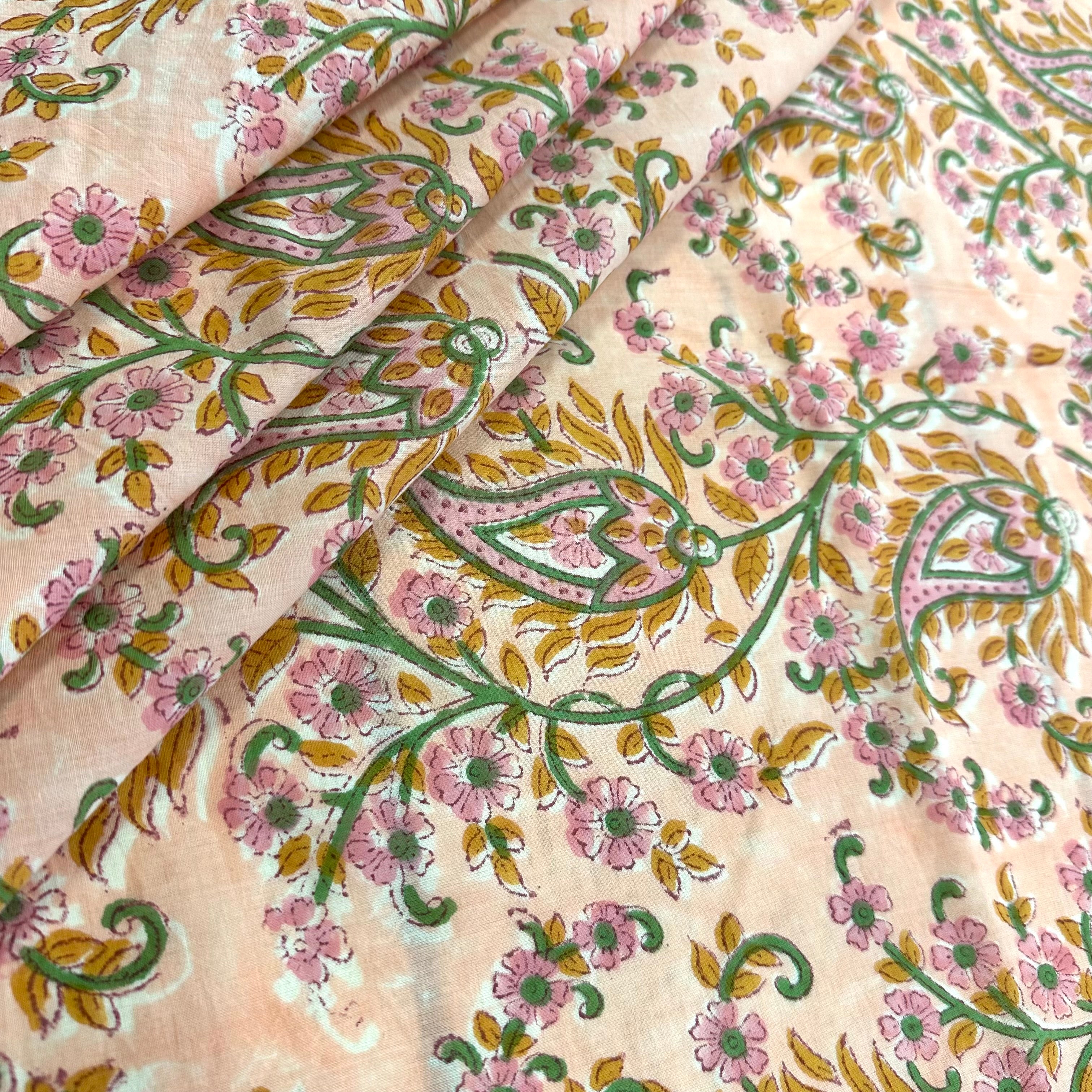 Floral Paisley Block Print Pink Tex Ex 2996