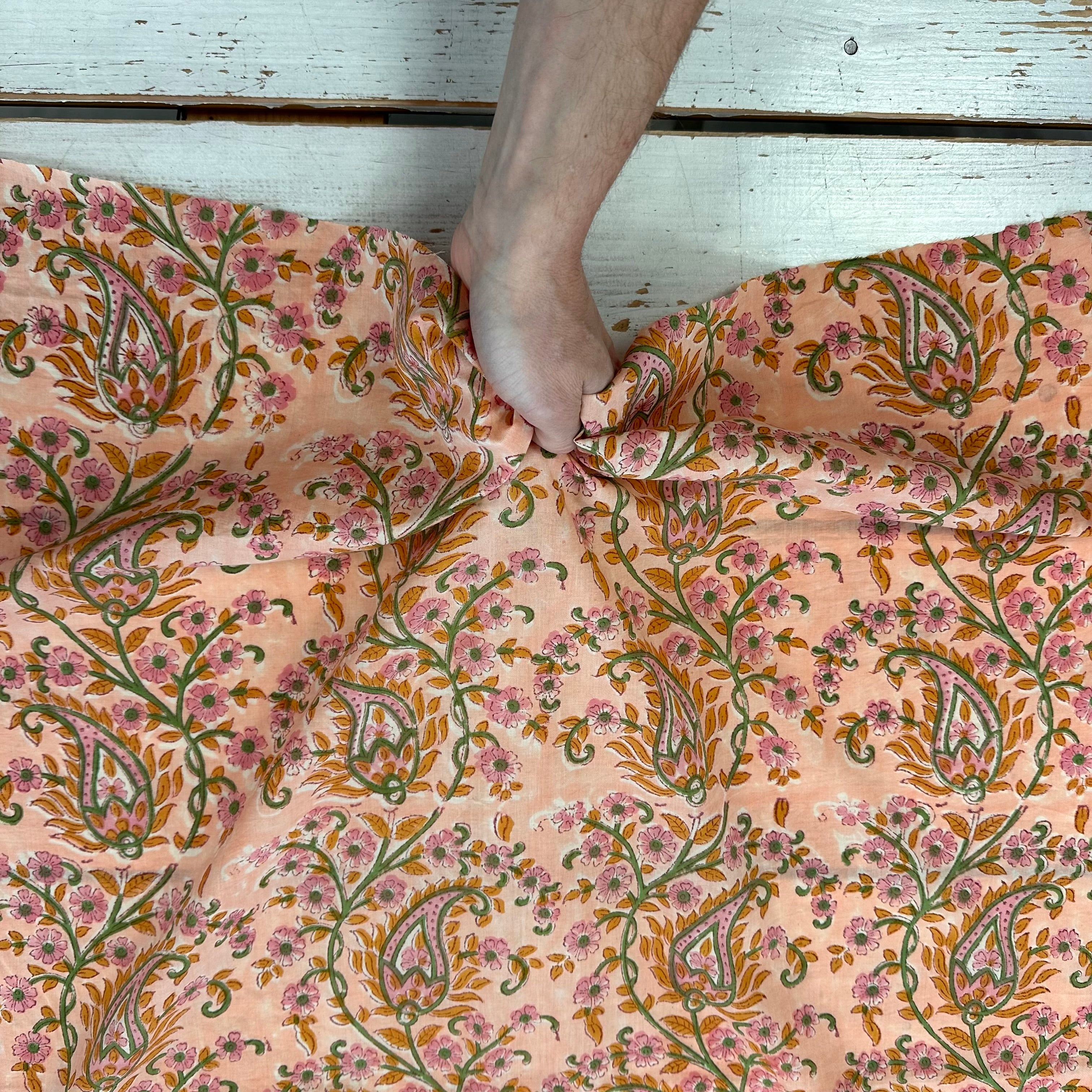 Floral Paisley Block Print Pink Tex Ex 2996