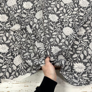 Flower Garden Block Print Grey Tex Ex 2973