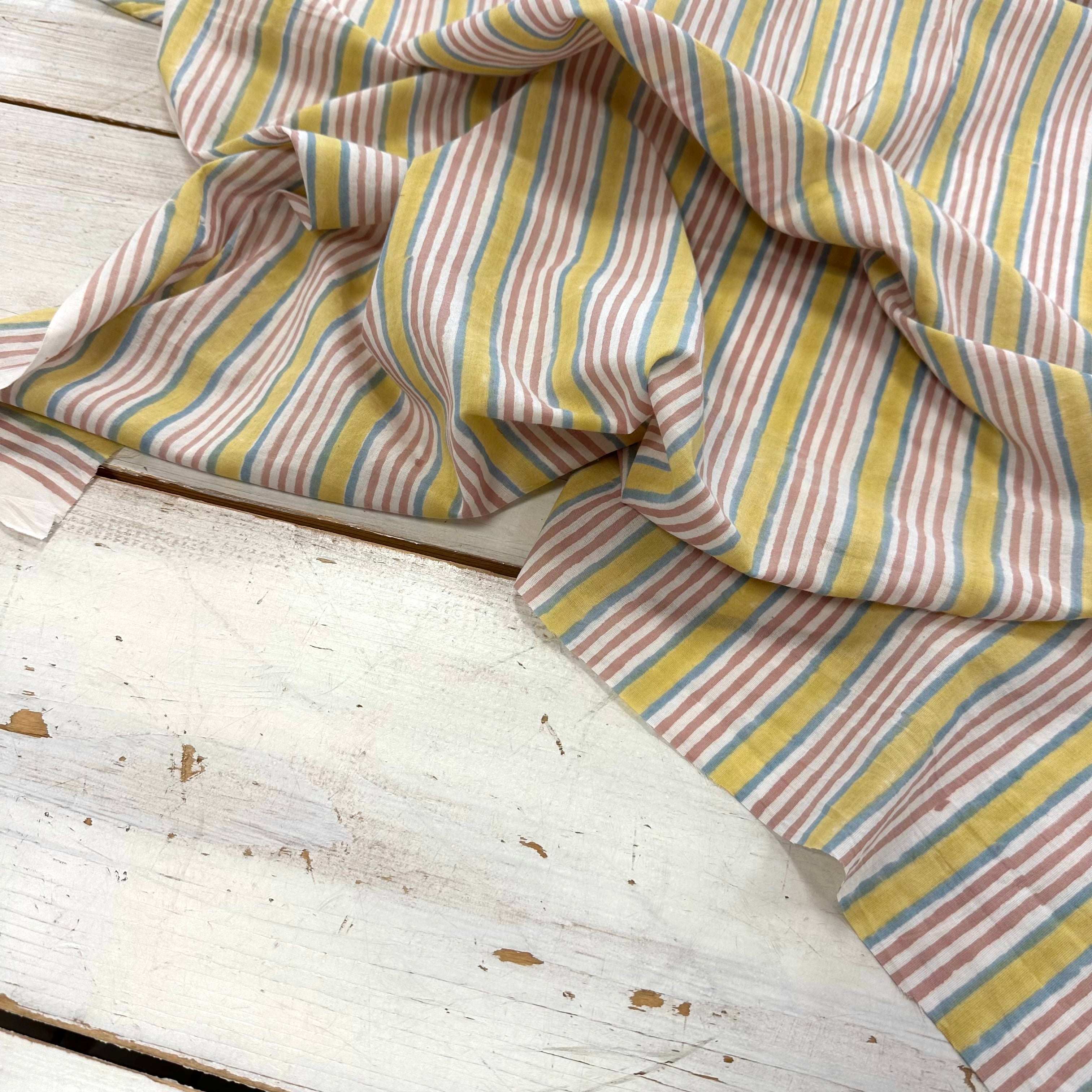 Beach Stripe Block Print Yellow Tex Ex 2987
