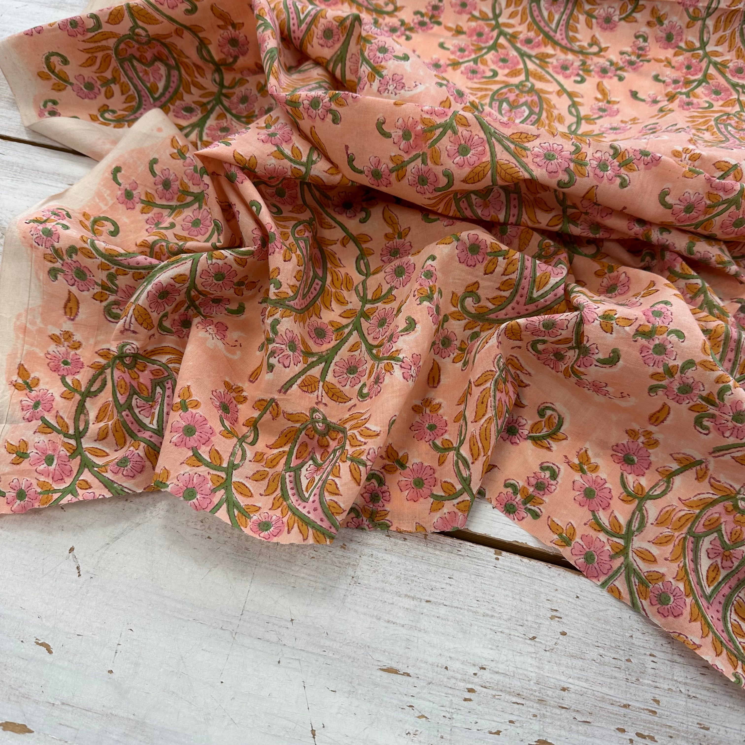 Floral Paisley Block Print Pink Tex Ex 2996