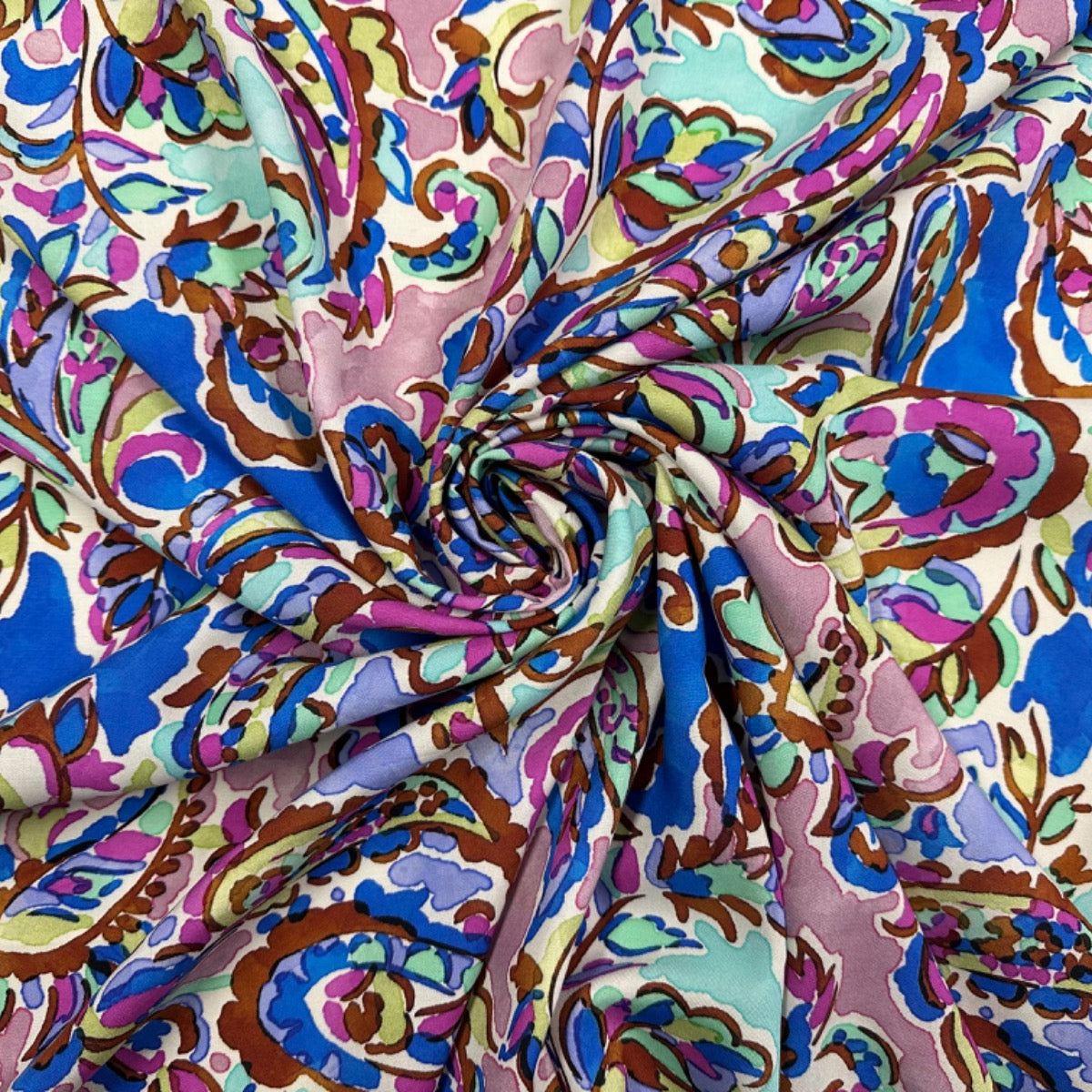 Funky Paisley Viscose Multi Dress Fabric Gathered