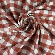 H356 Rustic Chunky Gingham Rust Fabric Gathered