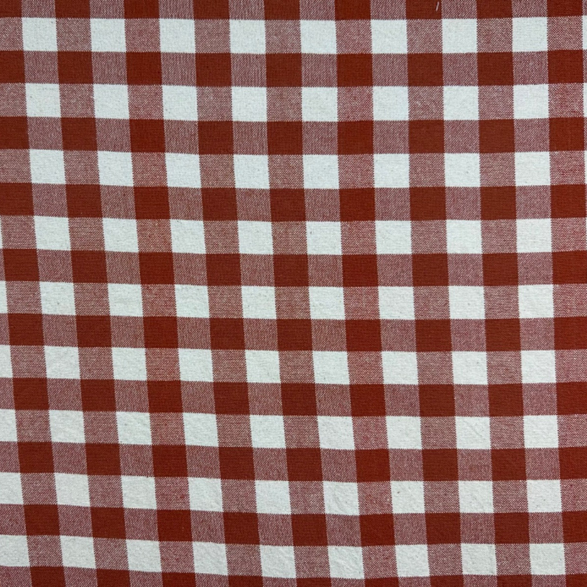 H356 Rustic Chunky Gingham Rust Fabric Swatch