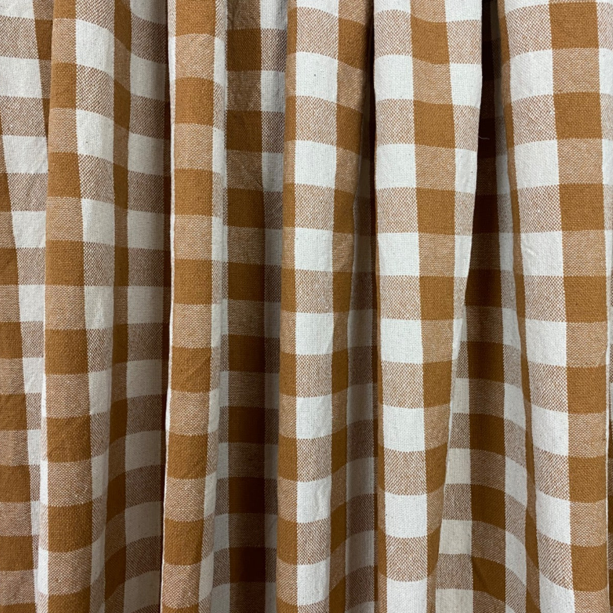 H391 Rustic Chunky Gingham Mustard Fabric Gathered