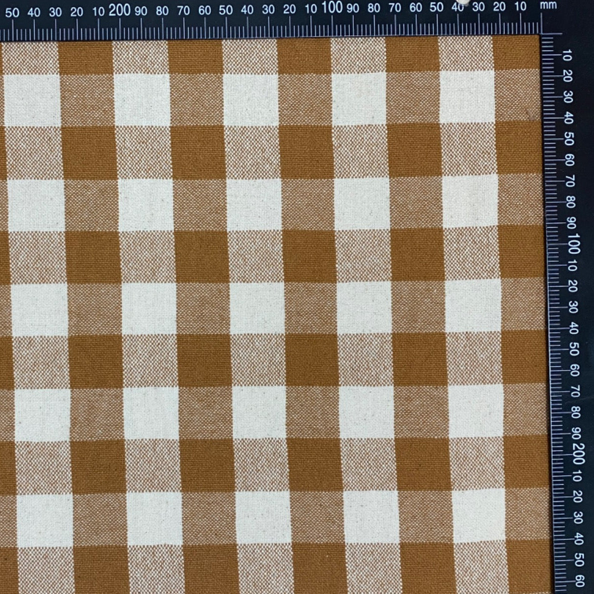 H391 Rustic Chunky Gingham Mustard Fabric Scale