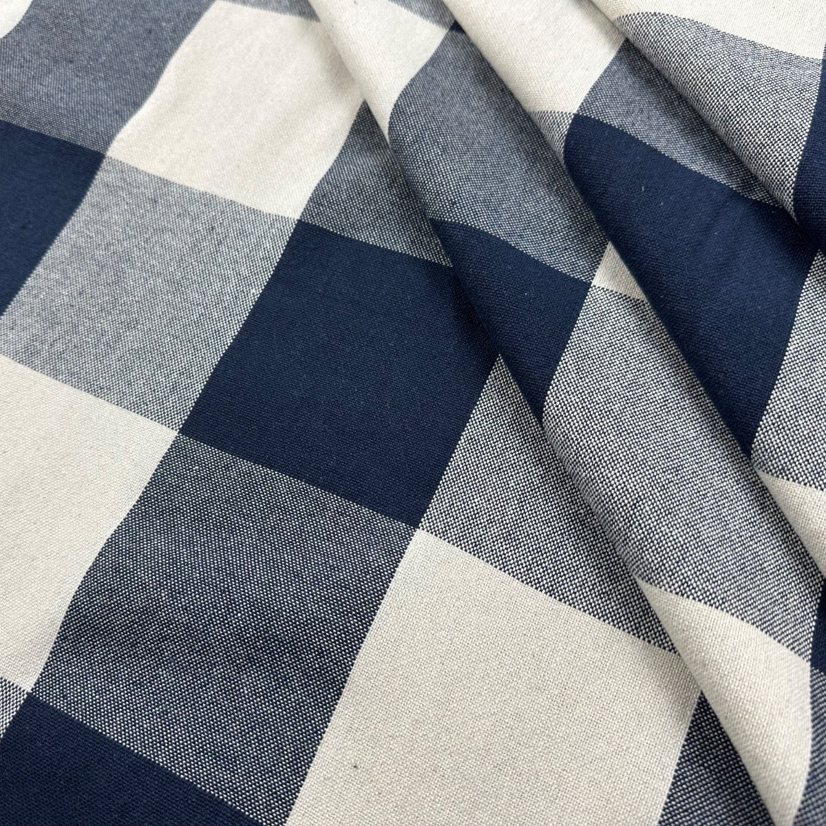 H394 Rustic Giant Gingham Navy Fabric