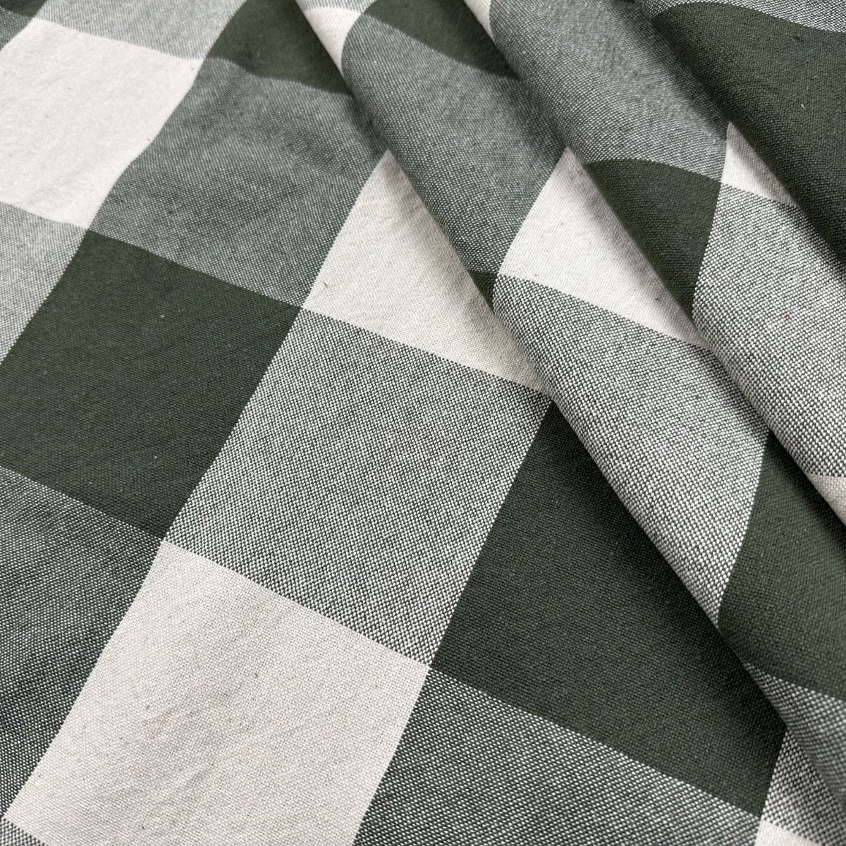 H395 Rustic Giant Gingham Khaki Fabric