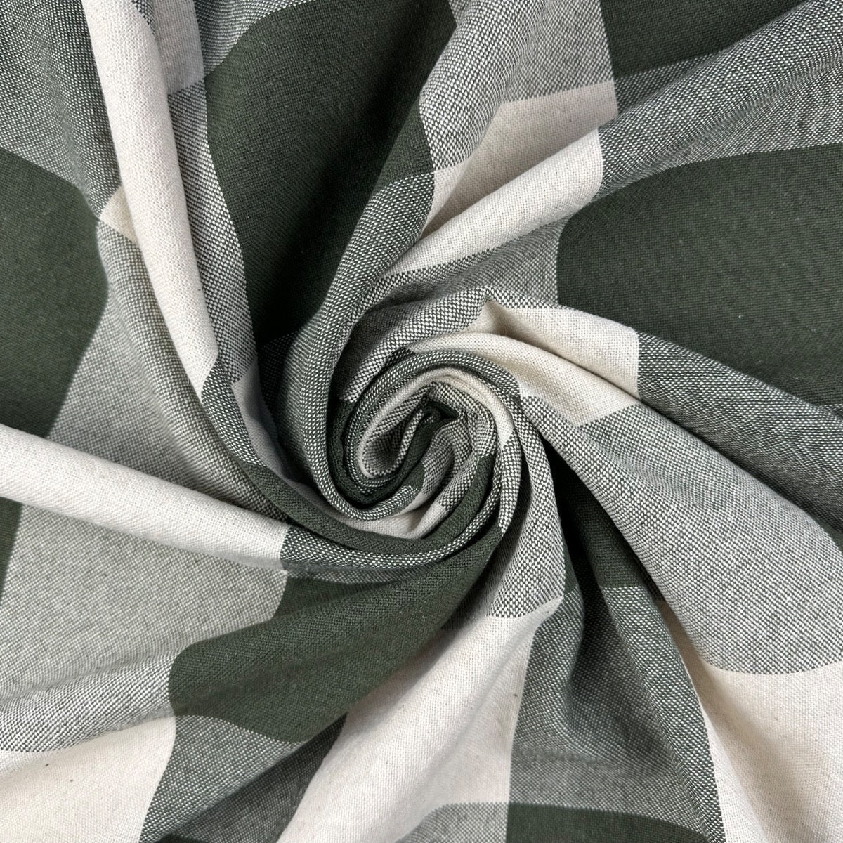 H395 Rustic Giant Gingham Khaki Fabric Gathered