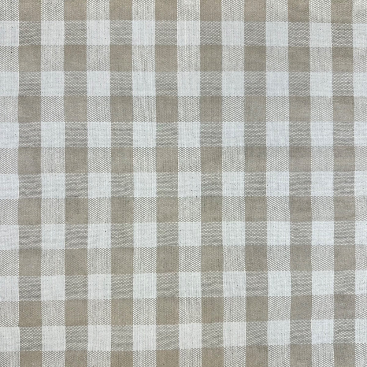 H416 Rustic Gingham Oilcloth Beige Fabric Swatch