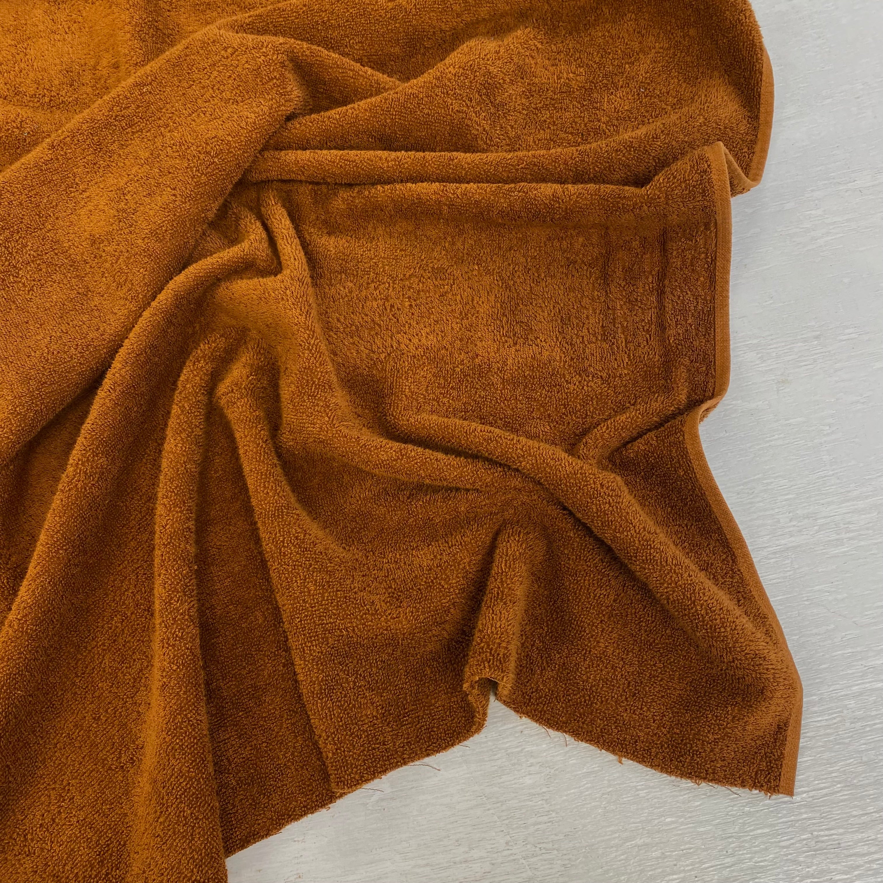 H419 Cotton Towelling Rust Gathered