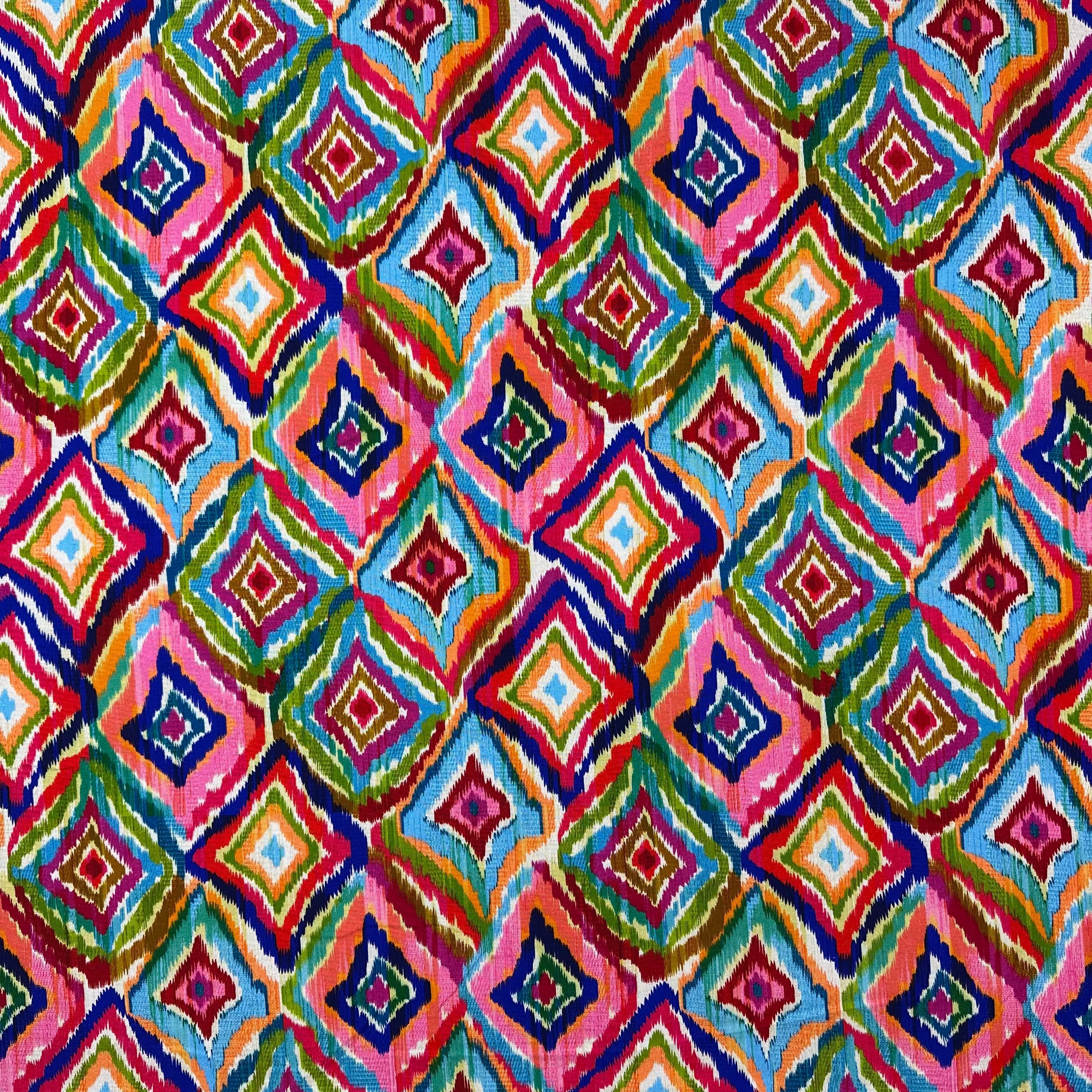 H425 Rainbow Ikat Multi Viscose Fabric