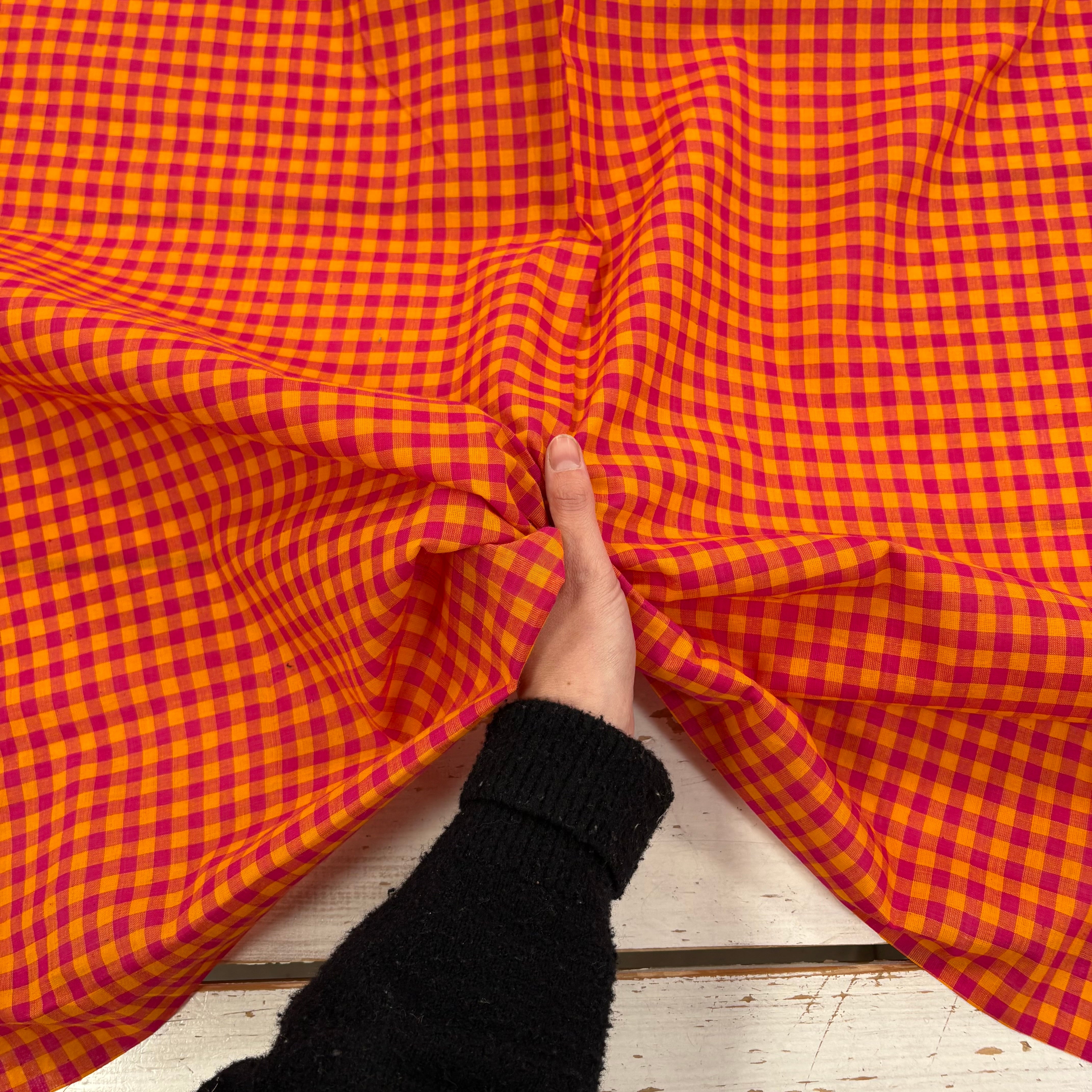 Tropical Pink Orange woven gingham Tex Ex 2983