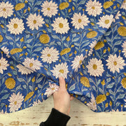 Bordered Celebration Flower Block Print Blue Tex Ex 2971