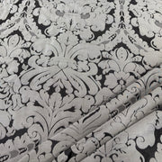 Faux Silk Damask Black Grey