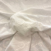 Rose embroidered cotton voile ivory T570