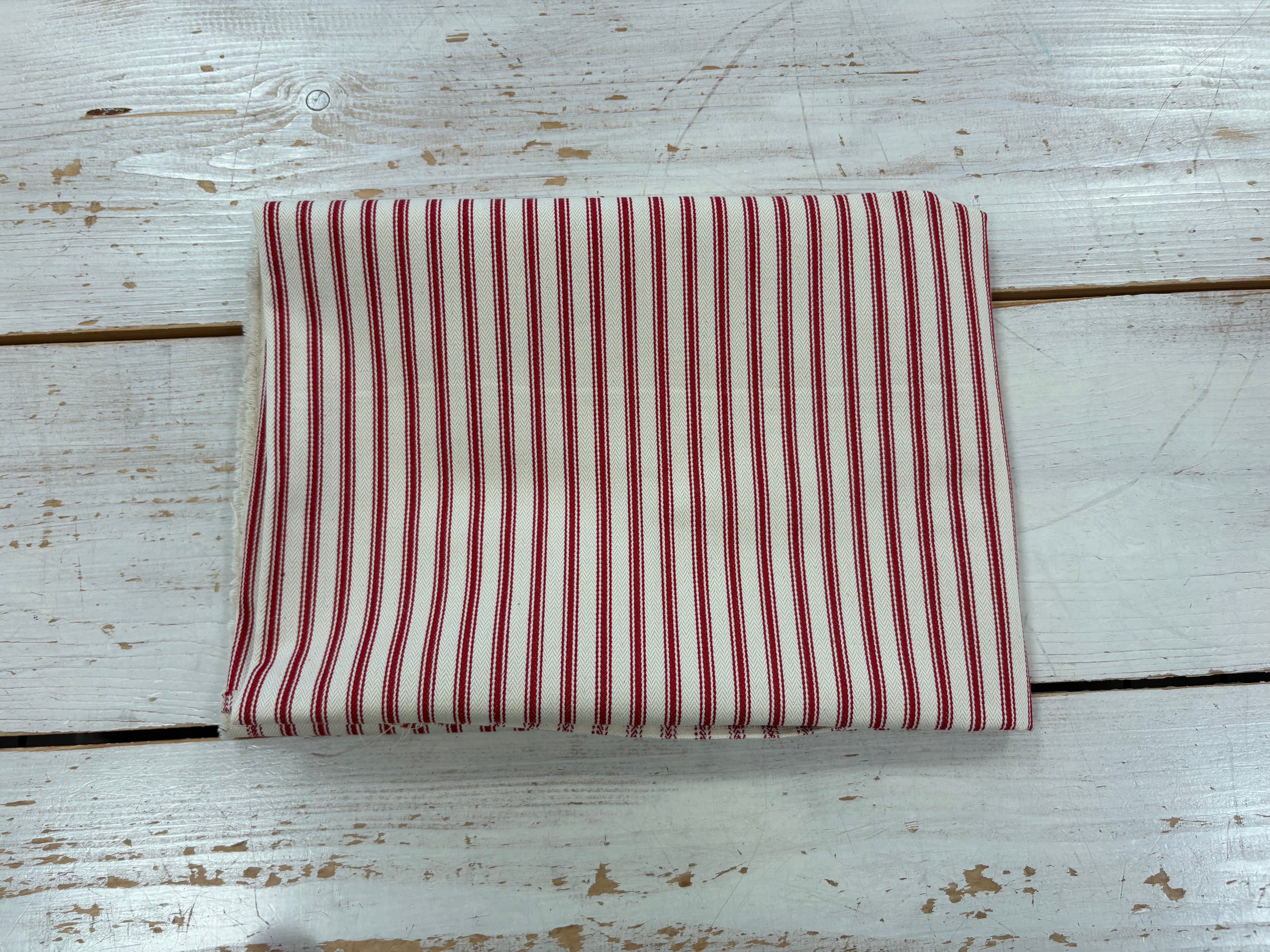 REM 10 - French ticking red 75cm x 140cm  (RRP - £16.50pm)