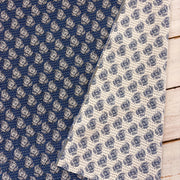 Paisley Stitch Reversible Textured Weave Denim Blue H436
