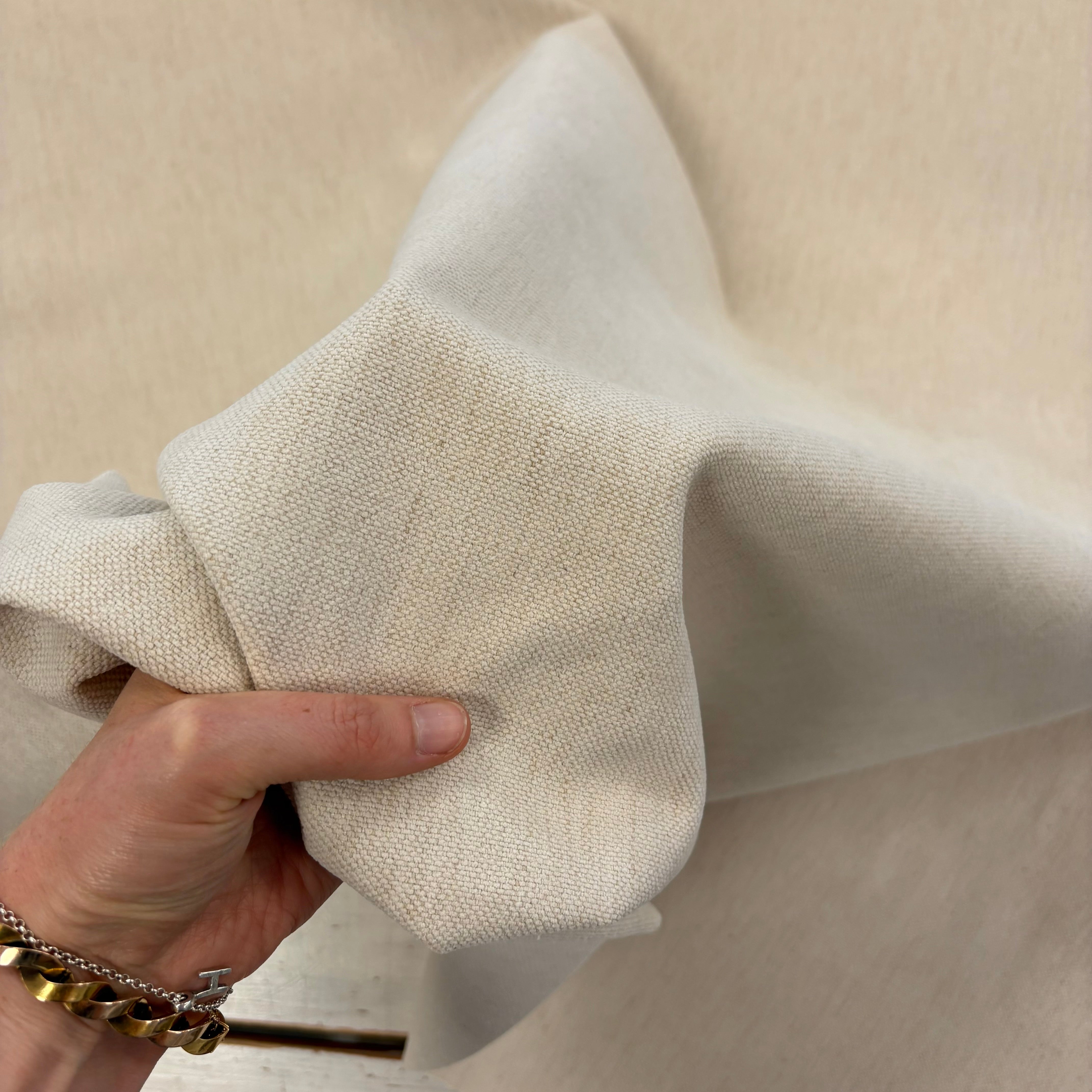 H440 Vintage matt upholstery chenille linen ivory