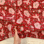 Floral Cranes Block Print Pink Tex Ex 3023