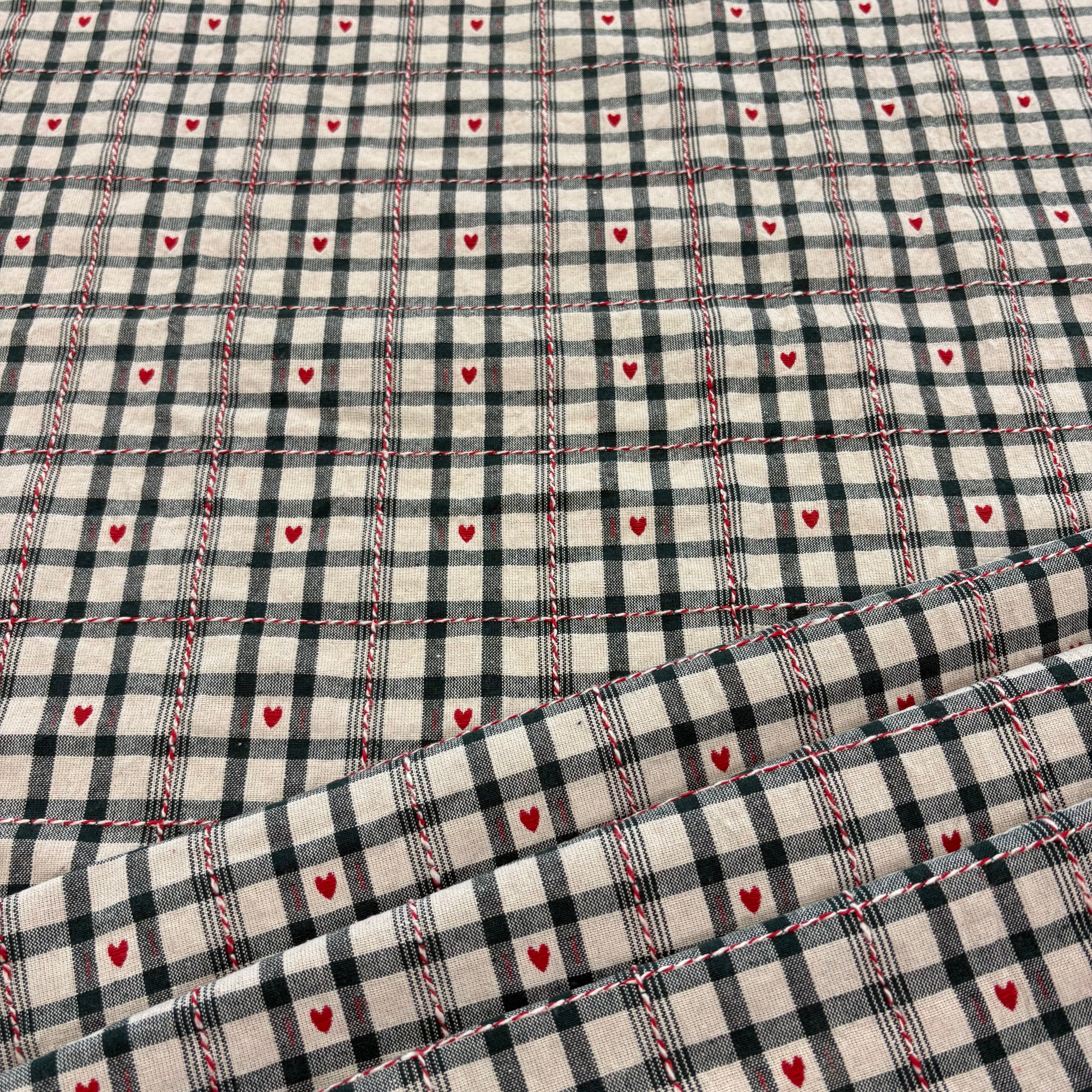 H441 Brodé line and rustic heart tartan Bottle Green