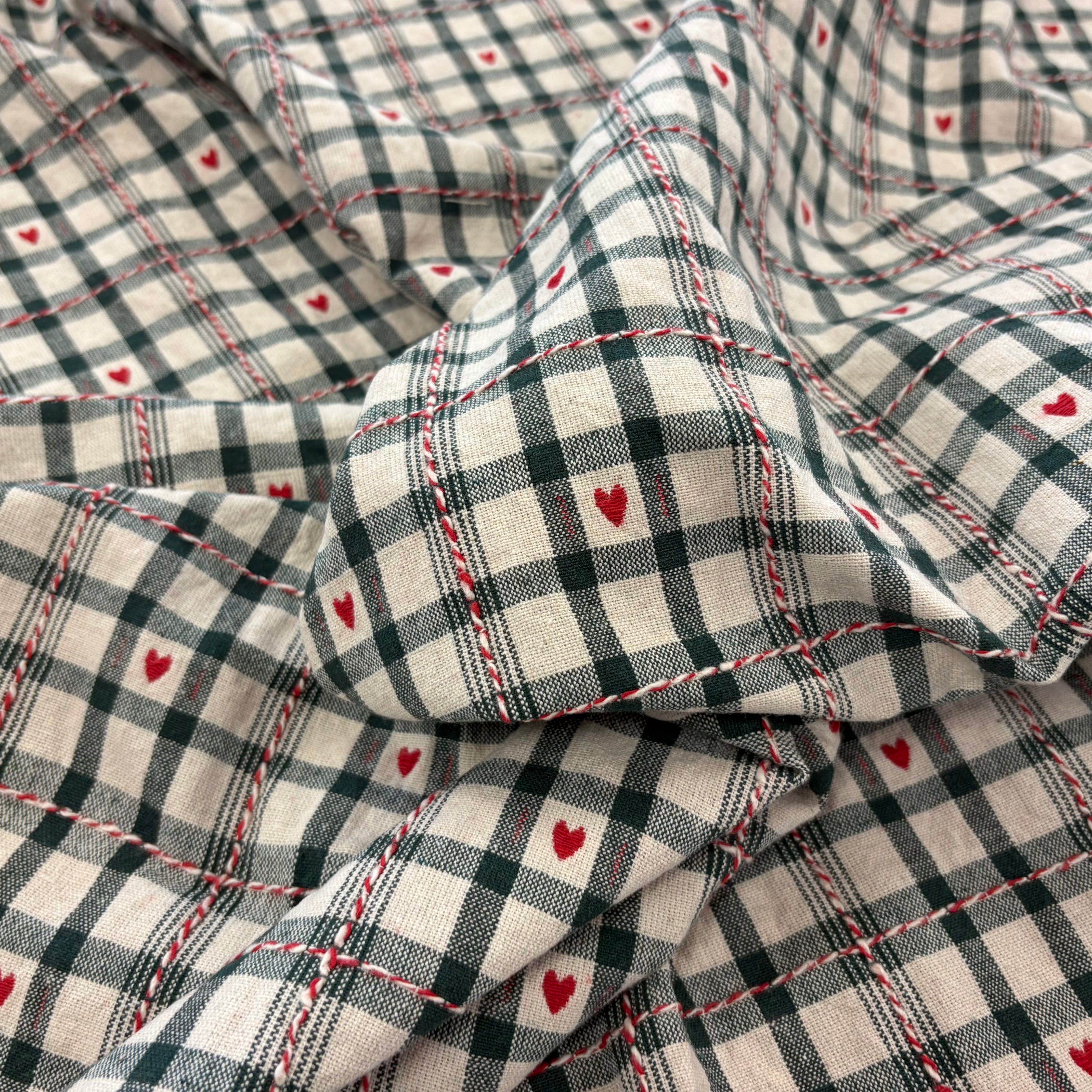 H441 Brodé line and rustic heart tartan Bottle Green