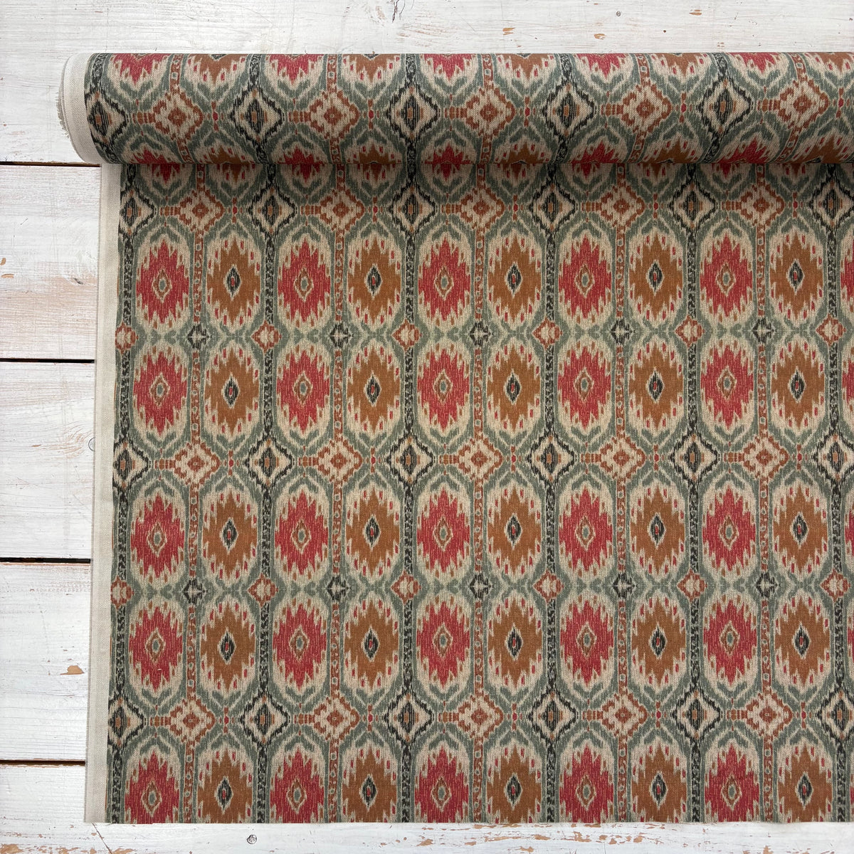 K51 Ikat Stripe Linen Look Sage Spice