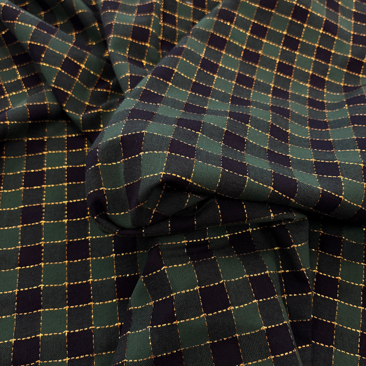 C868 Black green lurex Christmas tartan