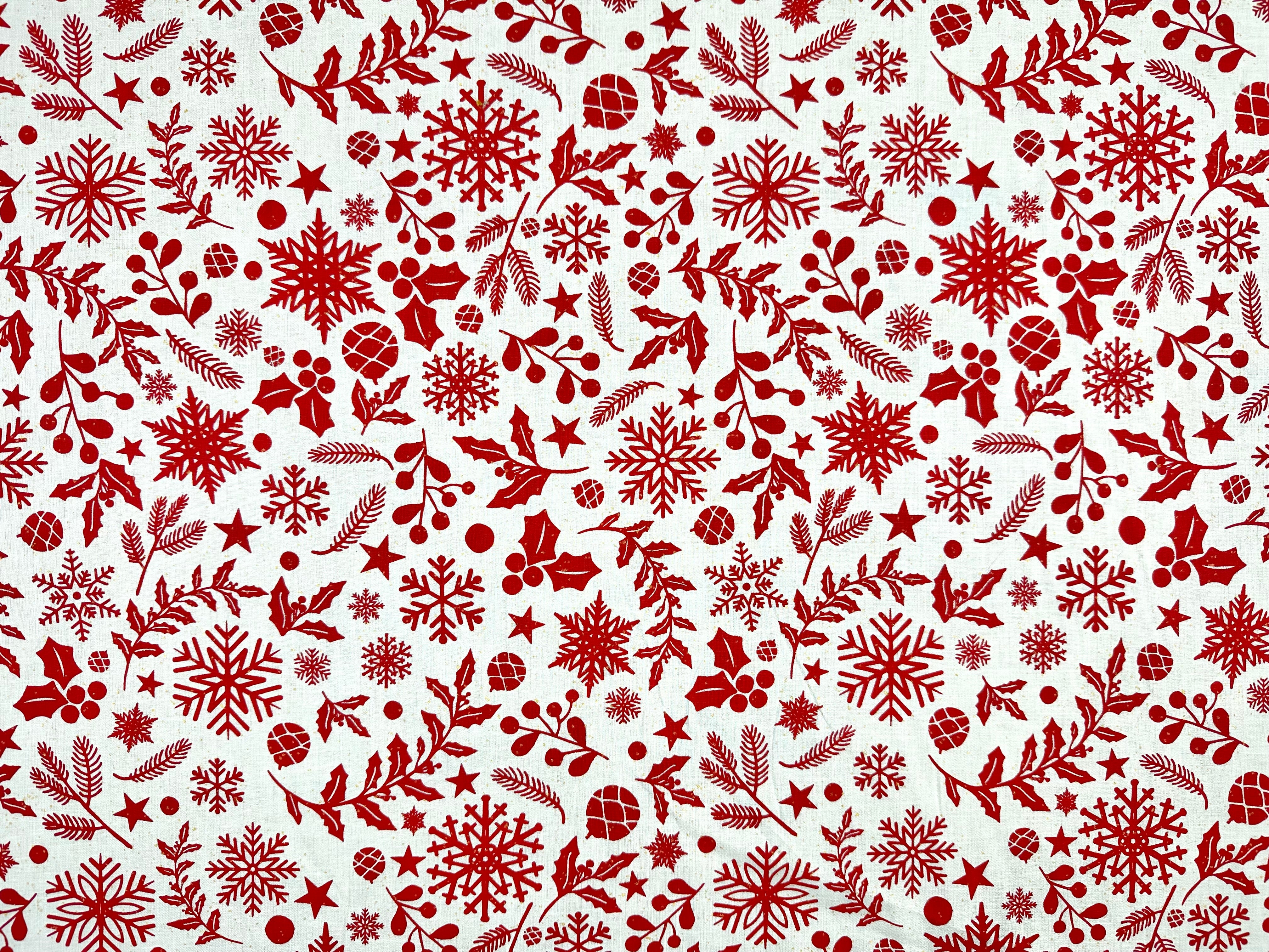 I527 Wintery foliage white red with gold speckles