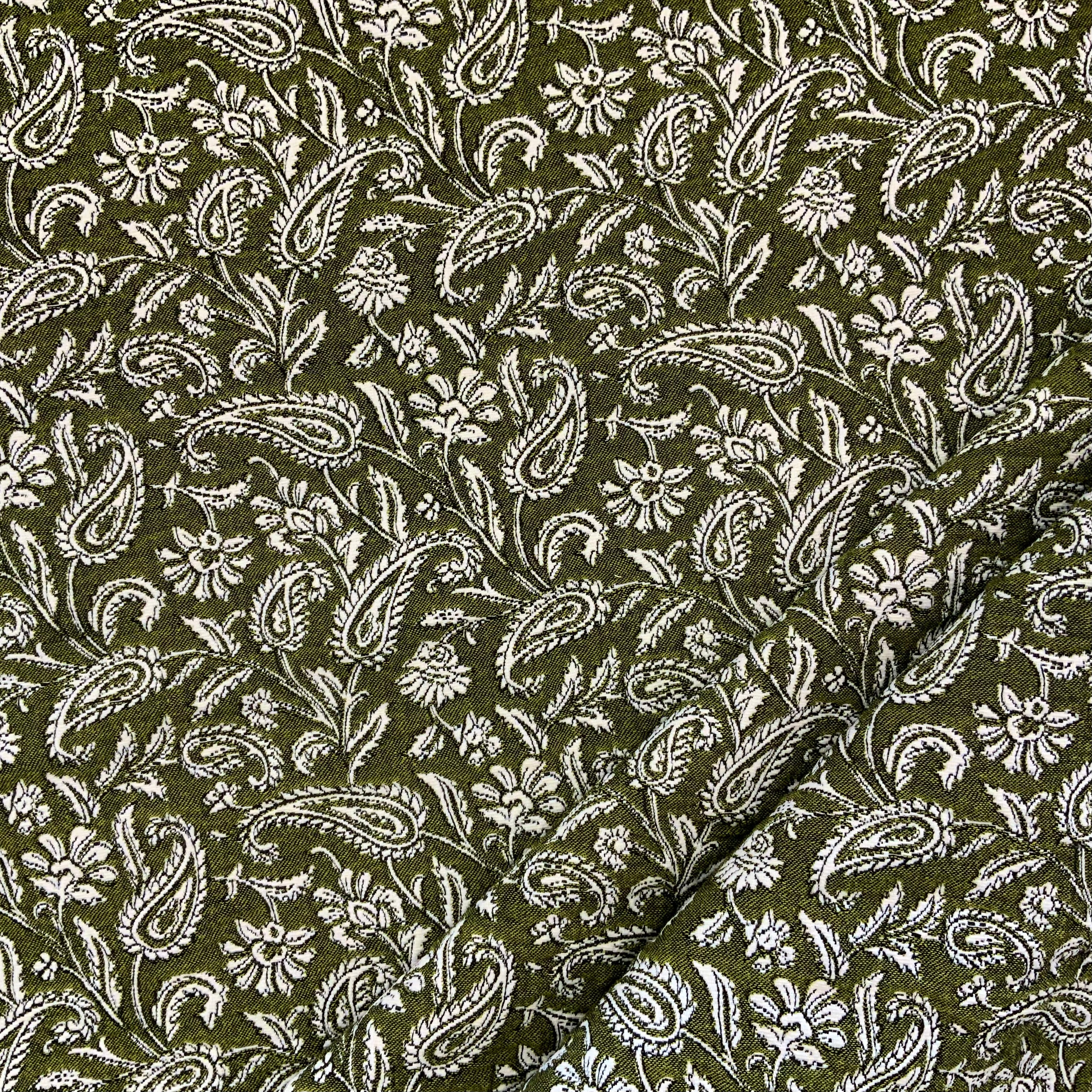 Paisley Reversible Textured Weave Olive H435