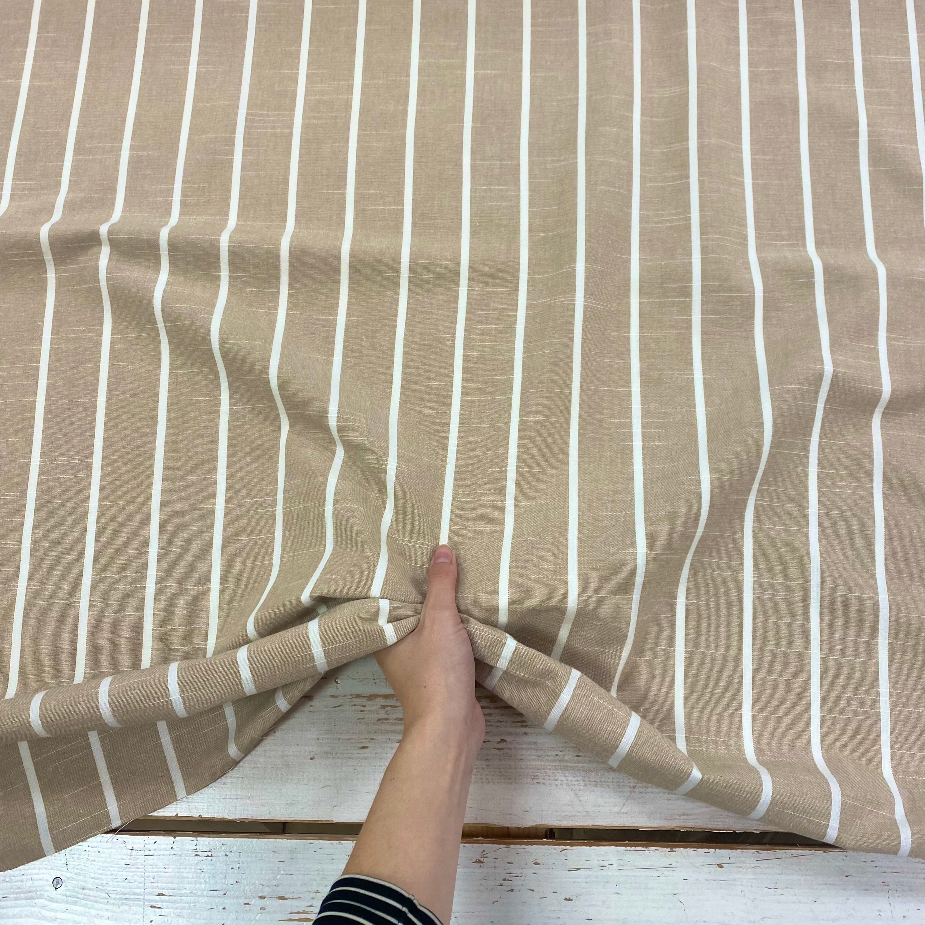 Natural Taupe Darcy woven cotton stripe Tex ex 2925