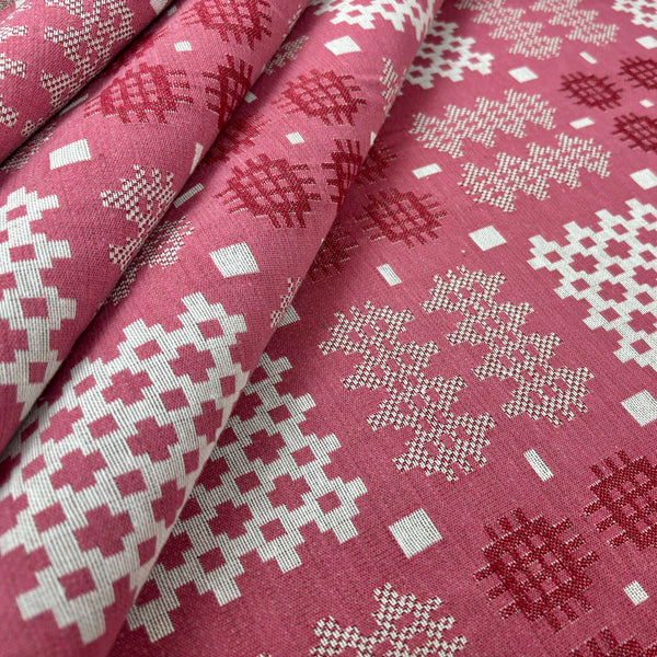 S295 Welsh Blanket Tapestry Pink | Textile Express | Welsh Fabrics