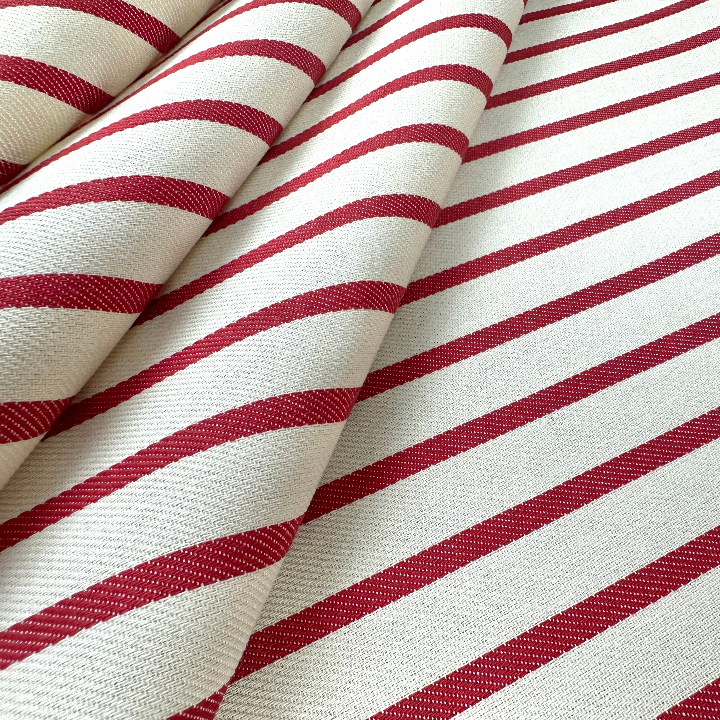 S293 Stain Resistant Stripe Red Fabric Gathered