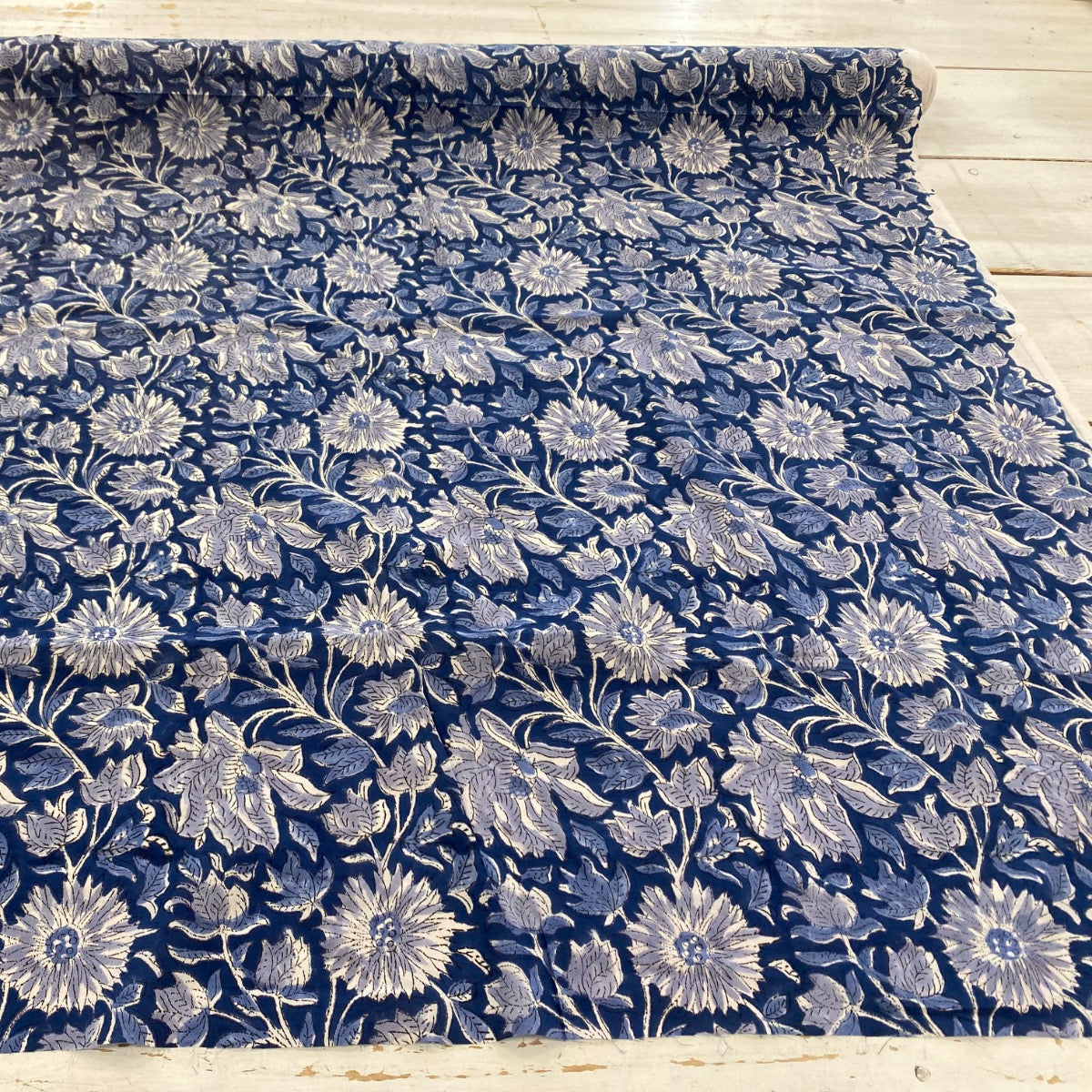 Indian Ocean Floral block print Tex ex 2909 Fabric Full Width