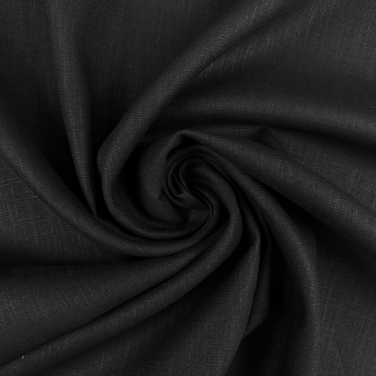 Natural Ramie Linen Look Black C810 fabric gathered