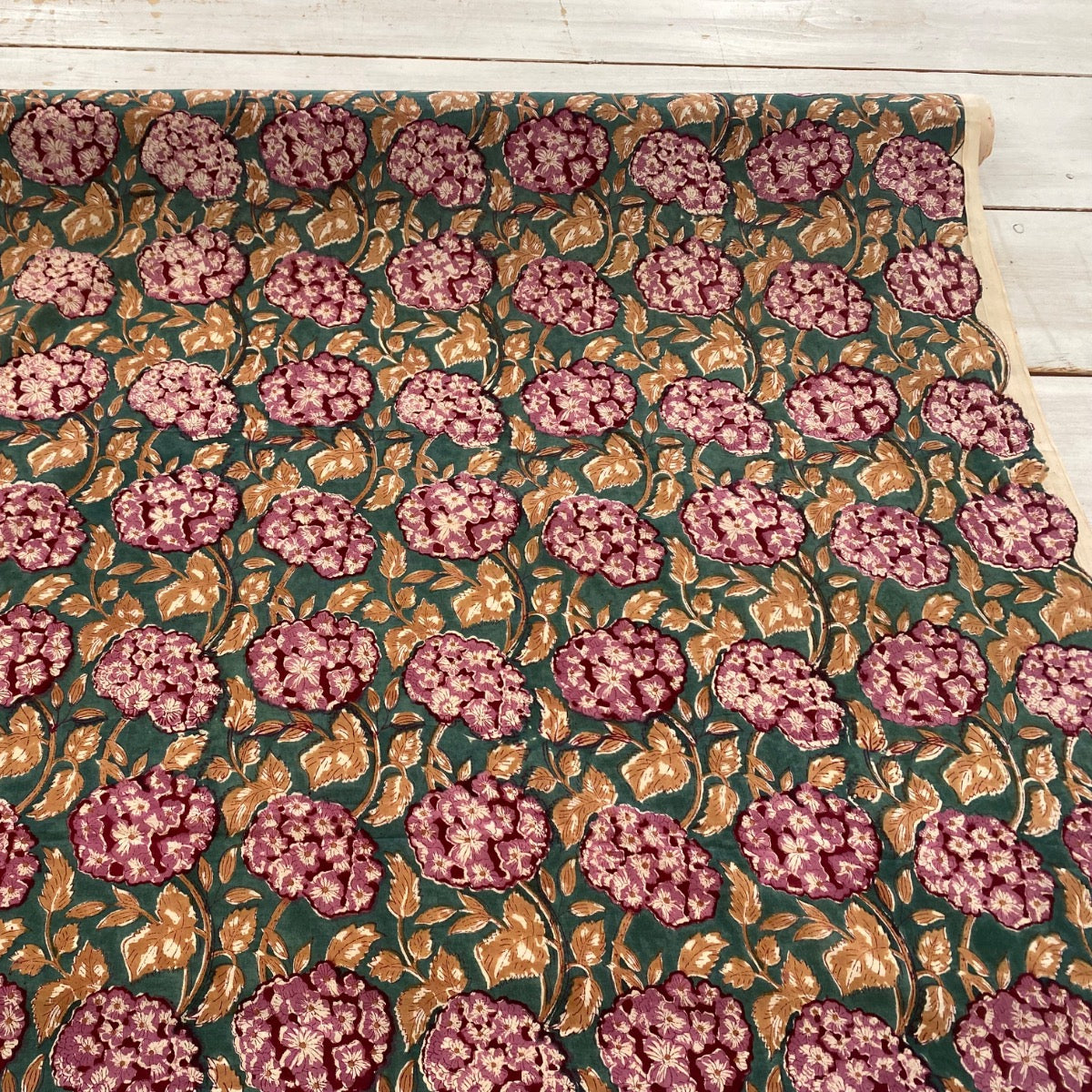 Pink City Hydrangea Block Print Tex Ex 2910 Fabric Full Width