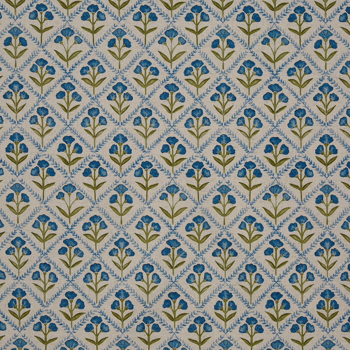 Prestigious Textiles Chatsworth Cornflower floral cotton linen fabric from the Greenhouse collection