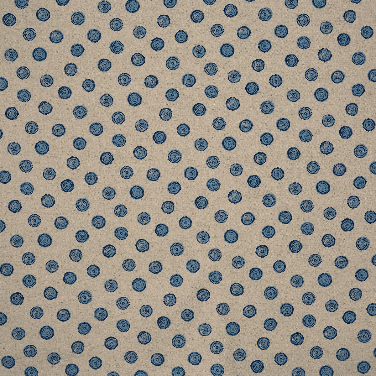 Prestigious Textiles Daisy Cornflower spotty cotton linen fabric from the Greenhouse collection