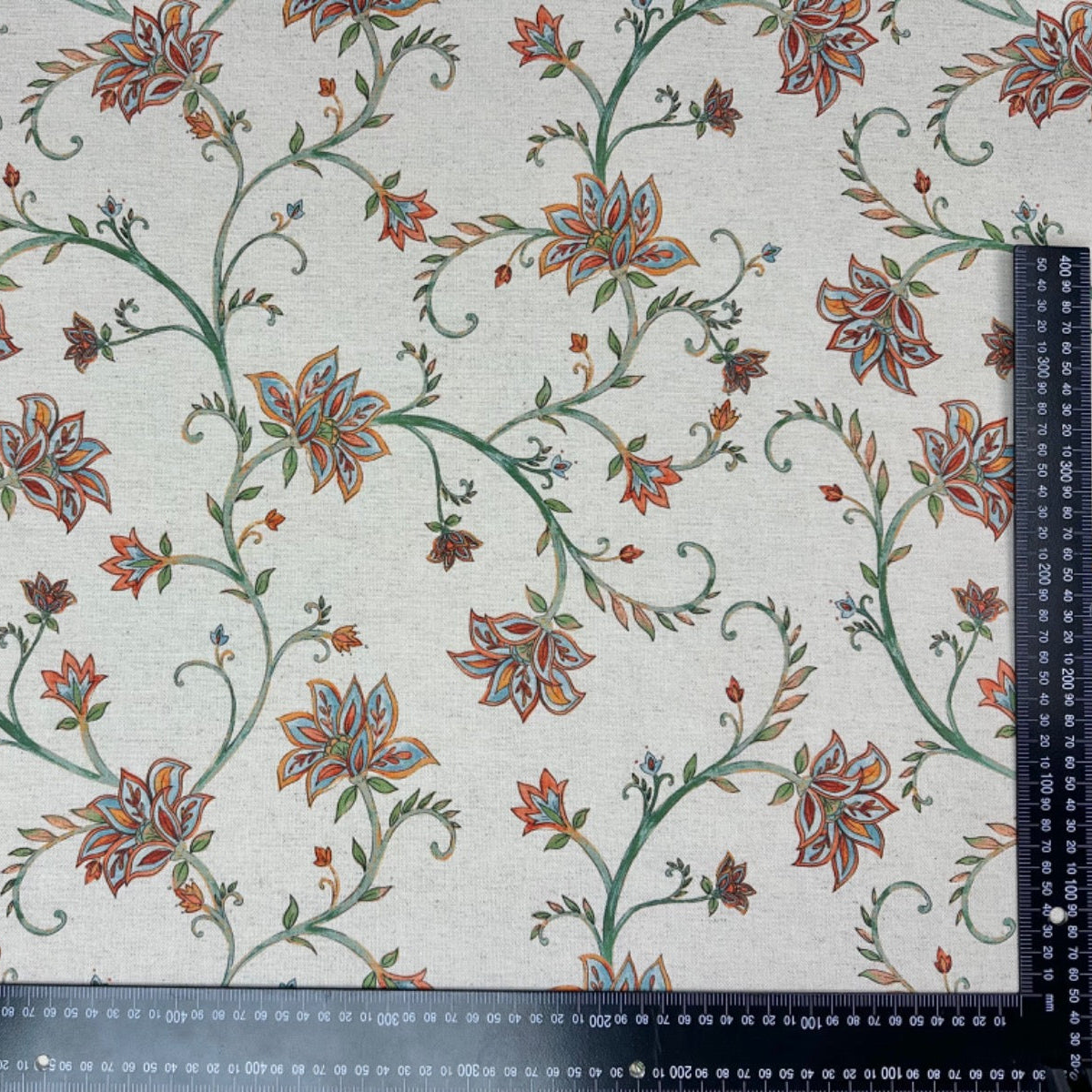 Prestigious Textiles Kentwell Ginger floral cotton linen fabric from the Greenhouse collection scale