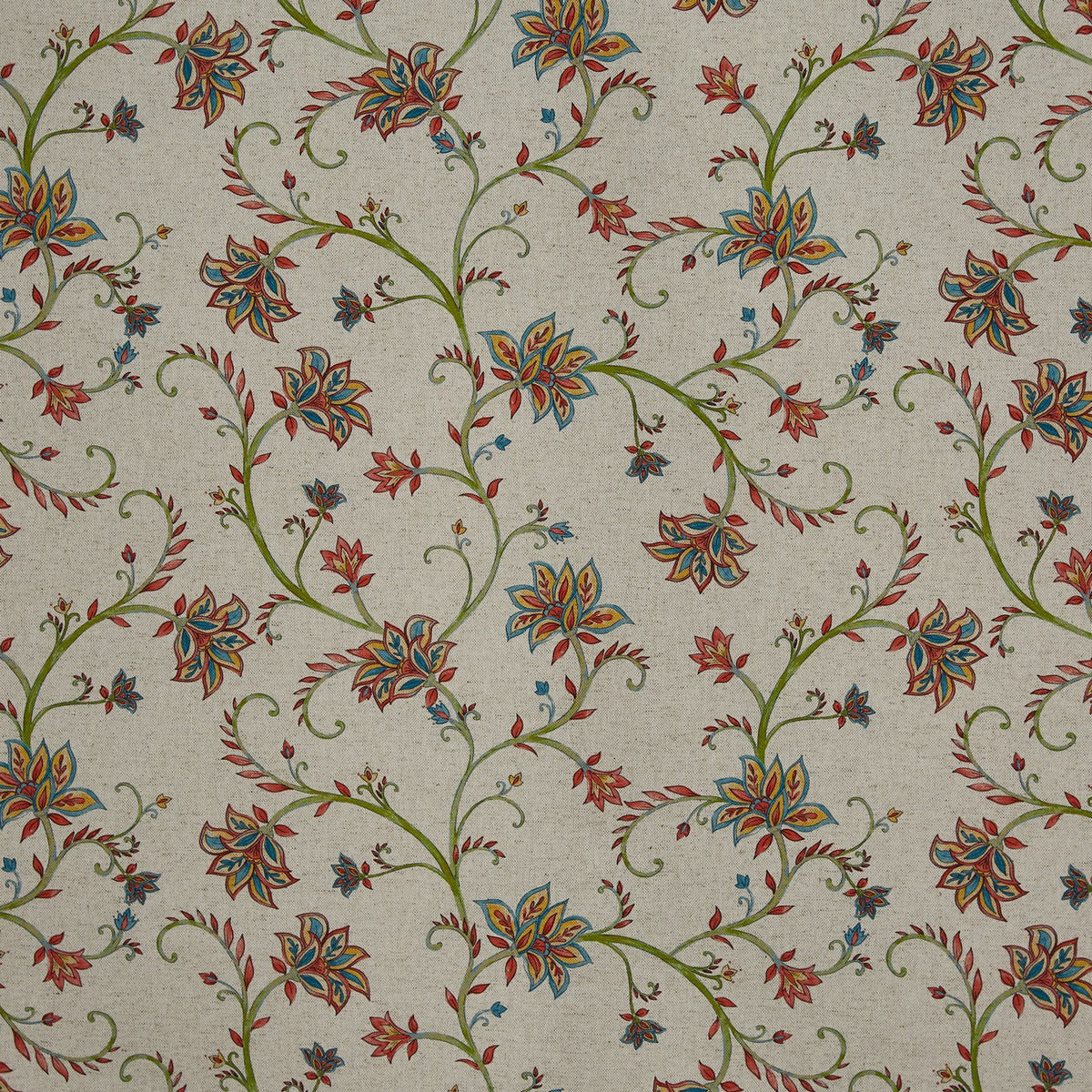Prestigious Textiles Kentwell Poppy floral cotton linen fabric from the Greenhouse collection