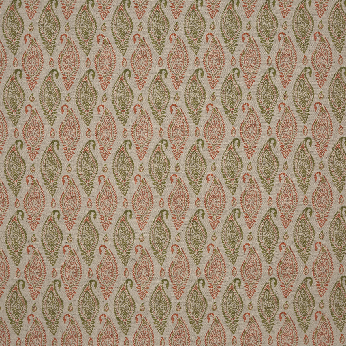 Prestigious Textiles Wollerton Ginger paisley cotton linen fabric from the Greenhouse collection
