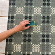 S105 Welsh Blanket Oilcloth Sage Wipeable Tablecloth