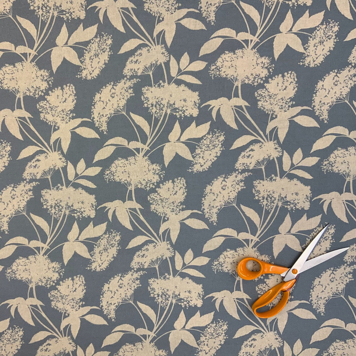 S184 Elderflower Blue Fabric Scale 